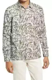TED BAKER Dark Green White Cellent Animal Print Long Sleeve Button-up Shirt 3 M