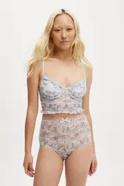[Body] Body - Stretch Lace Longline Bralette - Lizzie garden floral/blue M LIZZIE GARDEN FLORAL/BLUE