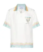 cuban-collar silk shirt XS White