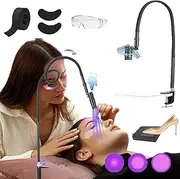 UV Lamp for Eyelash Extensions UV LED Nail Lamp 5W LED UV Gel Curing Lash Light Lamp with Foot Pedal, Adjustable Spot Size, Flexible Gooseneck UV Lamp with Clamp for Lash Artists, Nail Tech,Black