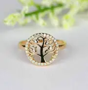 Moissanite Round Cut Gift For Her Tree Shape Women's Ring 925 Sterling Silver