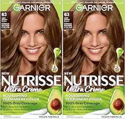 Garnier Hair Color Nutrisse Nourishing Creme, 63 Light Golden Brown (Brown Sugar) Permanent Hair Dye, 2 Count (Packaging May Vary)