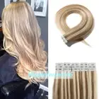 Invisible Tape In Human Hair Extensions Real Remy Skin Wefts Highlight Blonde AU
