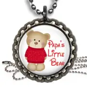 Grandpa's Papa's Little Bear Kid's Bottle Cap Necklace & Chain Handmade Gifts