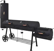 BBQ Charcoal Smoker with Bottom Shelf Black Heavy XXXL,Outdoor Grills-43156