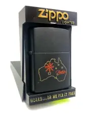 Genuine Retro Zippo Lighter - Black Australian Souvenir Pattern - Made in the US