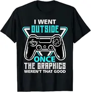 [X.Style] I Went Outside Once Controller Boys Console Gaming Computer ds1276 T-Shirt (L) Black