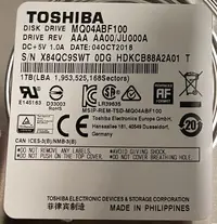 在飛比找露天拍賣優惠-二手TOSHIBA 東芝 7mm 1TB 2.5吋硬碟MQ0