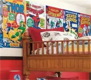 Pottery Barn S/5 Superhero Wall Decal Spiderman Capt America Thor Silver Surfer