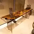 Walnut Live Edge Resin Console Table, Epoxy Hallway Table, Living Room Furniture