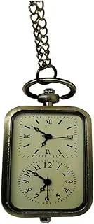 [OATIPHO] Retro Pocket Watch Pendant Chain Double Movement Alloy Vintage Watch Necklace for Occasions