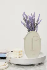 White Abstract Face Vase 19.5Cm Tall By 12Cm Wide