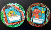 Sesame Street Ernie & Bert Original Art Set: Vinyl Record Painting, Vintage Book