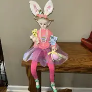 NWT Cynthia Rowley Easter Bunny Fairy Pixie Elf Shelf Sitter Doll Holding Egg