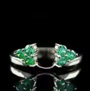 Round Cut Lab Created Emerald 1.50Ct Wrap Women's Ring 14k White Gold Plated