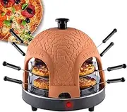 Electric Pizza Oven Maker, 8 Persons Smokeless Electric Indoor Grill with Terracotta Fan Hood and Pizza Paddles, for Pizza Party Home Party