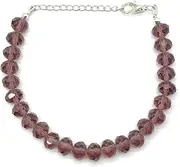 [Happy_Shop] Amethyst Quartz 8mm Rondelle shape Faceted cut gemstone beads 7 Inch Adjustable Silver plated clasp bracelet for men, women |FBA_BAR_05, 7 Inch Adjustable, Stone, other gemstones