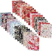 JEWEDECO 30Sheets DIY Crafts Fabric Patchwork Squares Printing Material for Sewing and Quilting Creative Patchwork Supplies for Home and Ornaments
