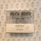 Hearth & Hand Magnolia Glass Spice Jar Set of 2 Wood Lid Clamp NEW 2018