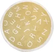 TJWZRKHPM Alphabet Fluffy Carpets Living Room Yellow Carpet Plush Babi Play Mat Soft Carpet Round Carpet Bedroom(1pc-Yellow,80x80cm)