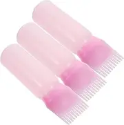 ADOCARN 3pcs Hair Oil Applicator Comb Bottle Easy Squeeze Hair Coloring Conditioning Tool for Scalp Care Practical Design for Home Use