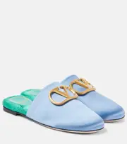 [Valentino Garavani] Valentino Garavani VLogo Signature satin slides AU 8 blue