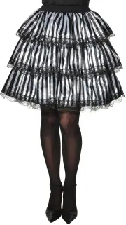 Striped Black & White Ruffle Skirt for Women