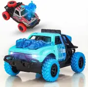 2 Pack Pull Back Friction Powered Toy Cars Kids Monster Trucks w/ Lights Sounds