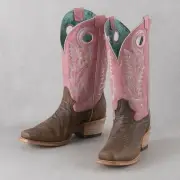 Corral Brown and Pink Embroidery Boots