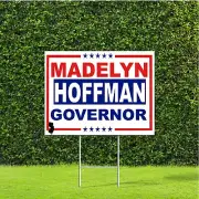 Madelyn Hoffman New Jersey Governor Red White Blue Yard Sign w Metal H Stake