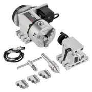 VEVOR Dividing Head, K11-100mm 3-Jaw Chuck, CNC Router Milling Machine Rotational Axis 4th Axis A Axis Indexing Head, 65 mm Center Height MT2 Tailstoc