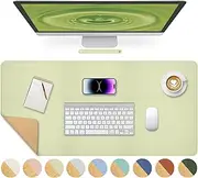 Giecy Leather Desk Pad, Dual-Sided Natural Cork & PU Leather Desk Pad, 90 x 43 cm Computer Desk Mat Keyboard Mouse Pads Writing Mat Desk Blotter Pads Mats for Laptop Gaming PC (Pastel Green)