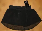 NWT Dance Bloch Black Georgette Fold Over Tabbed Waist Skirt Small Adult R5020