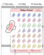 Pastel Sanitary Pad Period Tracker Planner Sticker, Period Menstrual Cycle