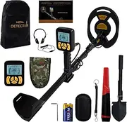 Professional Metal Detector for Adults, 12 Inch Depth of Detection Beach Metal Detector with 12 Inch IP68 Waterproof DD Coil, DISC and PP Modes, LCD Backlit Display Gold Detector.