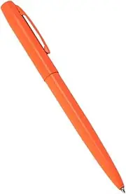 All Weather Metal Clicker Pen w/Clip Refillable - Safety Blaze Orange - Black Ink