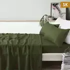 NNEDSZ Vintage Design Homewares 100% Linen Olive Sheet Set Super King