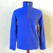 NWT Nautica Men's Pullover Jacket Quarter Zip Fleece Mock Neck Blue Classic Fit