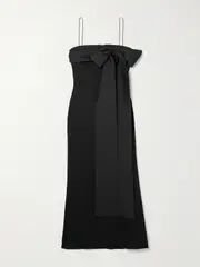 [BERNADETTE] BERNADETTE - Bart Bow-embellished Taffeta-trimmed Crepe De Chine Gown - Black - FR 34 FR 34 Black