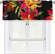 LHBWCVN Hawaiian Colorful Flower Valances for Windows, Rod Pocket Window Treatment Drapes Farmhouse Kitchen Curtains Short Blackout Window Curtains for Living Room Bedroom Decor 54x18 Inch