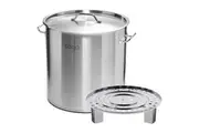 SOGA 50L Stainless Steel Stock Pot with One Steamer Rack Insert Stockpot Tray