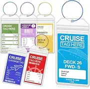 Oicumic Cruise Luggage Tag Holder, 6 Pack Luggage Tags for Suitcases, Waterproof Clear PVC Perfect Fits All Cruise Lines, Reusable Travel Ship Essentials with Steel Loop
