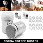 Stainless Steel Coffee Shaker Icing Cocoa Sugar Duster OR 16pcs Decor Stencils