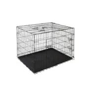 i.Pet 48" Dog Cage Crate Puppy Foldable Metal Black Kennel Portable 3 Doors XXL