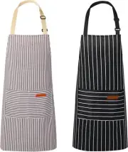 2 Pack Kitchen Aprons, Apron for Restaurant with Adjustable Neck Strap, 2
