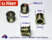 Qty 10 M6 13mm Hard Wood Timber Threaded Flange Zinc Steel Insert Allen Hex Nuts