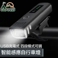 在飛比找PChome24h購物優惠-GoPeaks USB充電四段式智能感應防水自行車頭燈/警示
