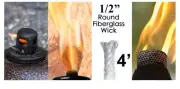 1/2 Round Fiberglass Wick 4 Feet Kerosene Lamp Wicks Torch Bottle Oil Candle USA