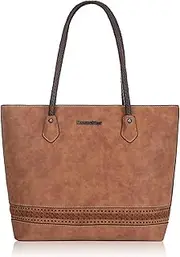 [Montana West] Large Tote Bag Concealed Carry Purses and Handbags for Women PU Leather Slouchy Top-handle Shoulder Bag with Woven Decro