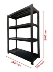 1.5m L×2.4m H×0.5m D Heavy Duty Shelving Garage Warehouse Storage Metal Rack